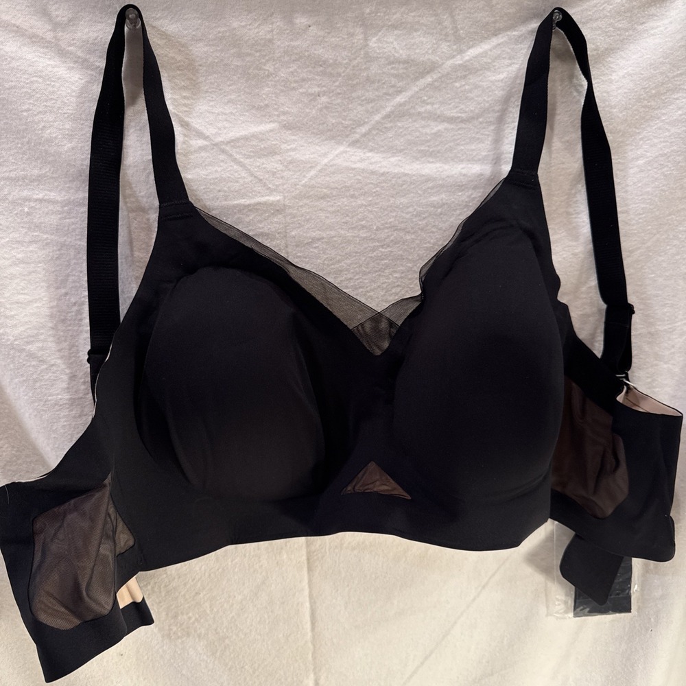 As Fairy Womens Bra Black Seamless Wireless‎ Soft Support Lace Bra 2XL Pretty